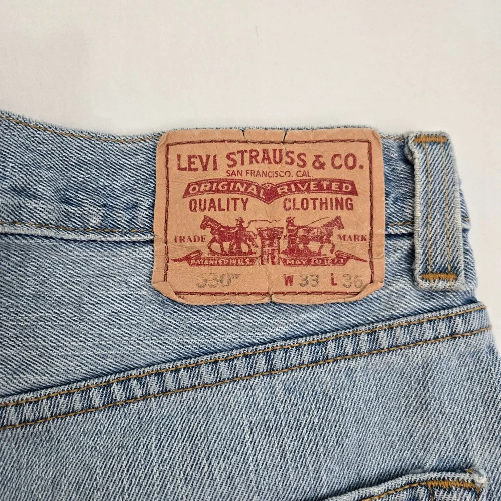 Vintage Levis 550 Jeans 33x36 Relaxed Tapered THASHED Grunge‎ Skater Baggy 90s